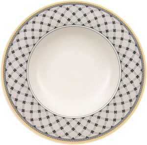 Villeroy & Boch Audun Promenade Rim Soup, 9.5 in, White/Gray/Yellow
