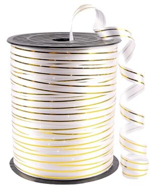 White and Gold Curling Ribbon - 219 Yard