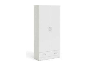 Garde-Robe 2 Portes Estilopure, Meubles De Chambre, Penderie De Plain-Pied, Placard à VêTements, 79X36 H170 Cm, Blanc