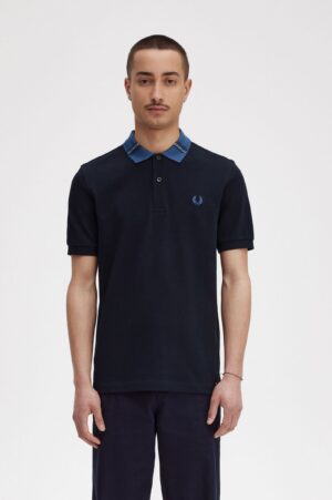 Graphic Collar Polo Shirt Navy