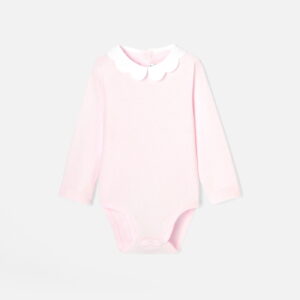 Baby girl bodysuit with scalloped collar