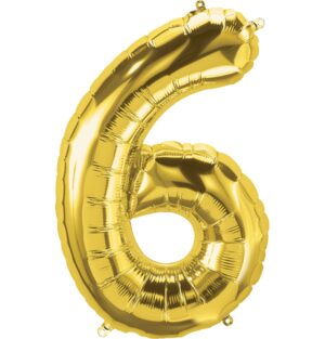 Gold Number 6 Foil Balloon