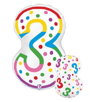 Number 3 Balloon 24 Foil Mylar Balloon