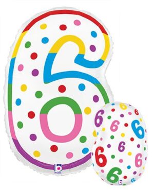 Number 6 Balloon Celebration Candle 24 Foil Mylar Balloon