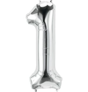 Silver Number Balloon, Large Foil Mylar