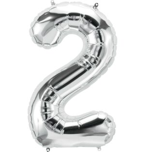 Large Silver Number Balloon