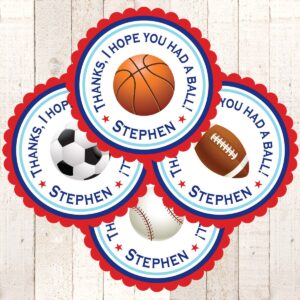 Sports Birthday Party Favor Sticker Labels