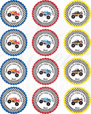 Monster Truck Party Favor Stickers