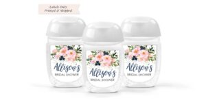 wedding favor hand sanitizer labels floral set of 30
