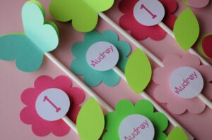 birthday decoration stickers flower butterfly set