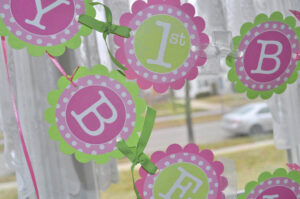 Water Bottle Labels with Polka Dots in Pastel Colors