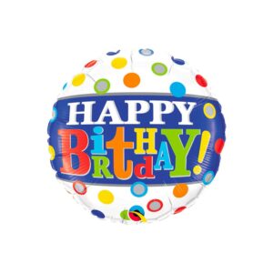 Rainbow Polka Dot Happy Birthday Foil Balloon