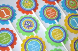 Monster Birthday Favor Sticker Labels Set of 24