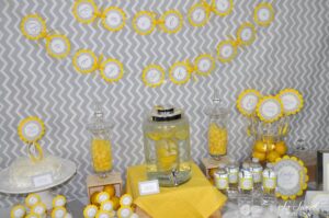 Neutral Baby Shower Decor Sticker Labels Gray and Yellow