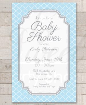 Baby Shower Favor Sticker Labels Blue and Gray
