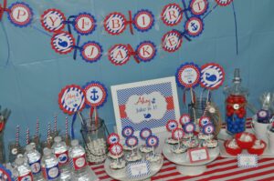 Nautical First Birthday Stickers Set of 24